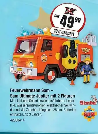 Vedes Feuerwehrmann Sam - Sam Ultimate Jupiter Mit 2 Figuren Angebot