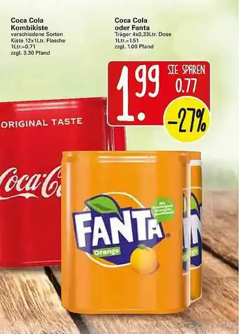 WEZ Coca Cola Kombikiste, Coca Cola Oder Fanta Angebot