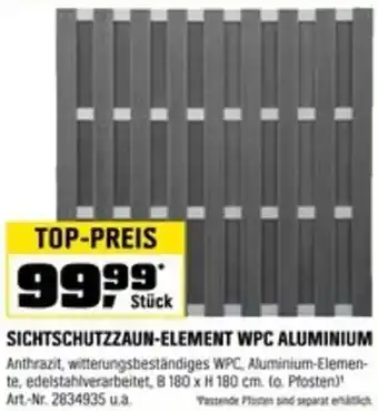 OBI SICHTSCHUTZZAUN-ELEMENT WPC ALUMINIUM Angebot