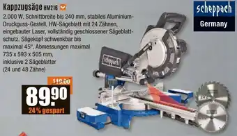 V Baumarkt Scheppach Kappzugsäge HM216 Angebot