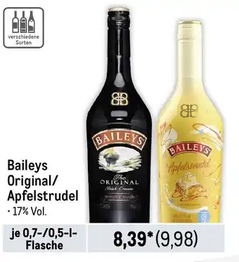 METRO Baileys Original/ Apfelstrudel je 0,7-/0,5-1-Flasche Angebot