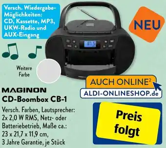 Aldi Süd MAGINON CD-Boombox CB-1 Angebot