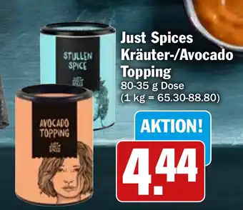 Hit Just Spices Kräuter-/Avocado Topping 80-35 g Dose Angebot