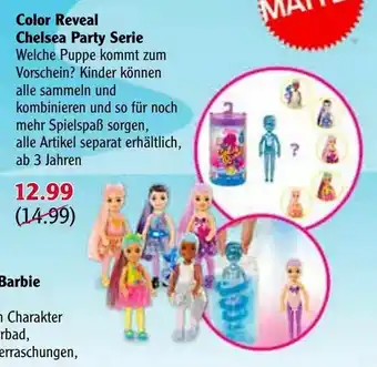 Globus Mattel Barbie Color Reveal Chelsea Party Serie Angebot