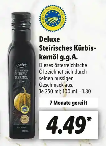 Lidl Deluxe steirisches kürbiskernöl g.g.a. Angebot