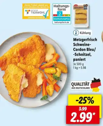 Lidl Metzgerfrisch schweine-cordon bleu/ -schnitzel, paniert Angebot