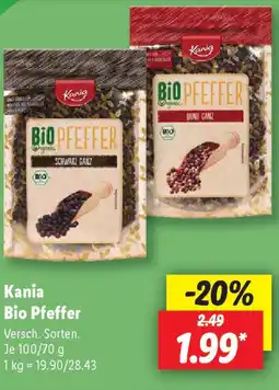 Lidl Kania Bio Pfeffer Versch. Sorten. Je 100/70 g Angebot