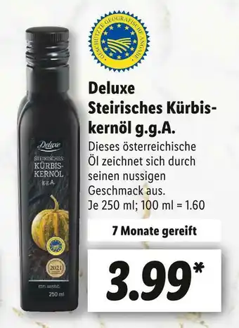 Lidl Deluxe steirisches kürbiskernöl g.g.a. Angebot