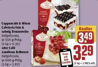 REWE Coppenrath & Wiese Cafeteria fein & sahnig Donauwelle 550 g oder Café Landhaus Erdbeere 600 g Pckg. Angebot