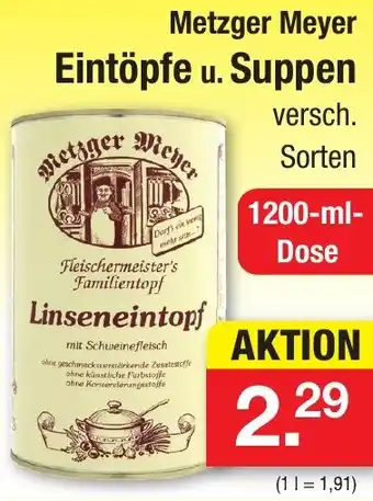 Zimmermann Metzger Meyer Eintöpfe u. Suppen 1200 ml Dose Angebot