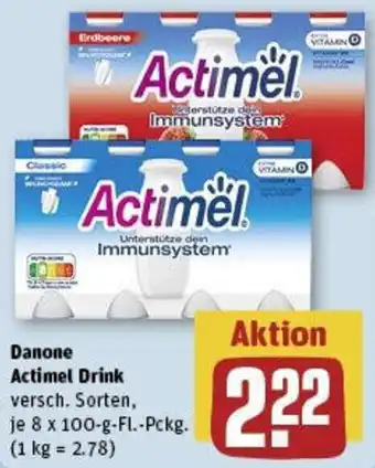 REWE Danone Actimel Drink 8 x 100 g Fl. Pckg. Angebot