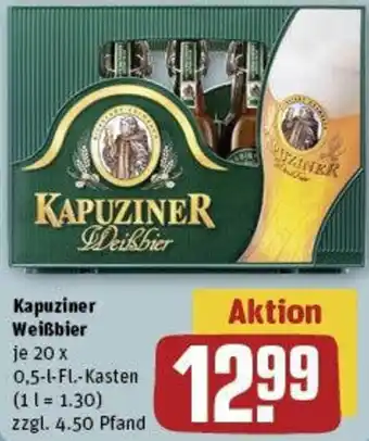 REWE Kapuziner Weißbier 20x0,5 L-Fl. Kasten Angebot