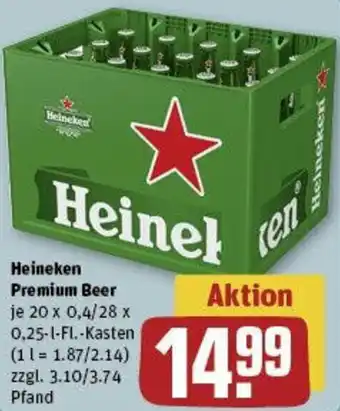 REWE Heineken Premium Beer 20 x 0,4/28 x 0,25 L FI. Kasten Angebot