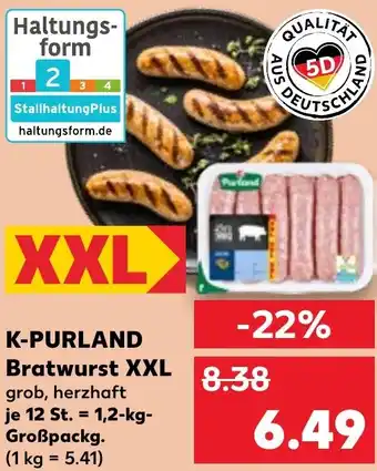 Kaufland K-PURLAND Bratwurst XXL 1,2 kg Großpackg. Angebot