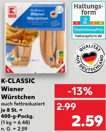 Kaufland K-CLASSIC Wiener Würstchen 400 g Packg. Angebot