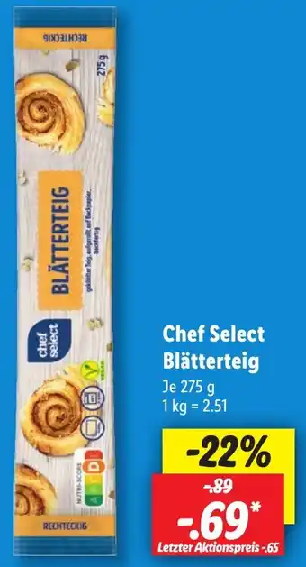 Lidl Chef Select Blätterteig 275 g Angebot