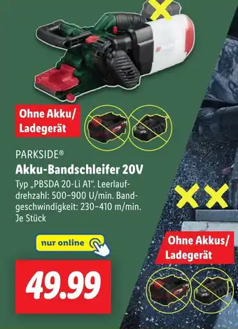 Lidl PARKSIDE Akku-Bandschleifer 20V Angebot