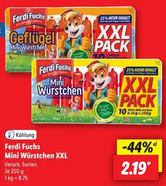 Lidl Ferdi Fuchs Mini Würstchen XXL 250 g Angebot