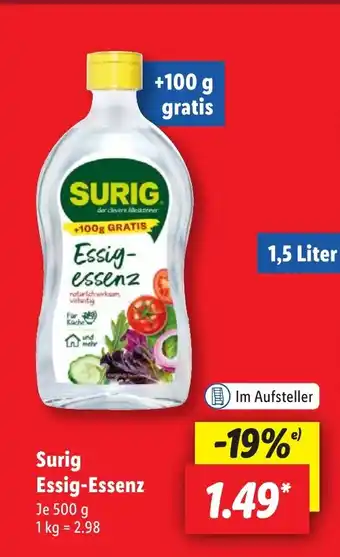 Lidl Surig Essig-Essenz 500 g Angebot