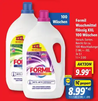 Lidl Formil Waschmittel flüssig XXL 100 Waschladungen Angebot