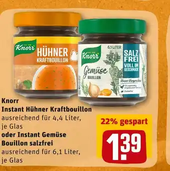 REWE Knorr instant hühner kraftbouillon oder instant gemüse bouillon salzfrei Angebot