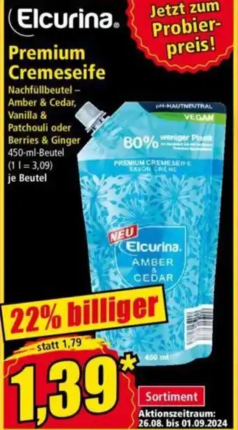 Norma Elcurina. Premium Cremeseife 450-ml-Beutel Angebot