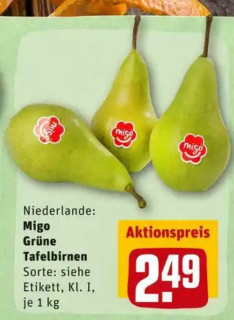 REWE Migo grüne tafelbirnen Angebot