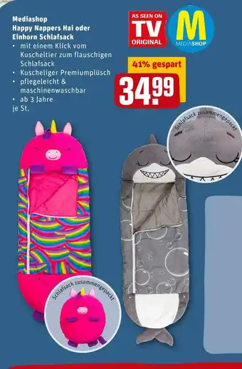 REWE Mediashop happy nappers hai oder einhorn schlafsack Angebot