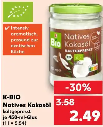 Kaufland K-BIO Natives Kokosöl 450-ml-Glas Angebot