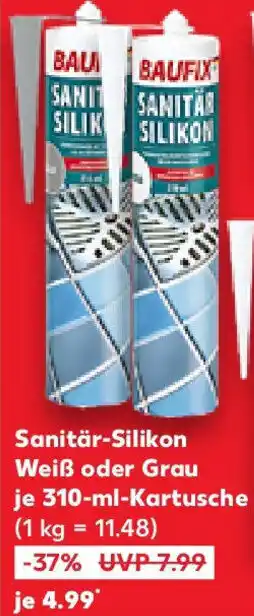 Kaufland BAUFIX Sanitär-Silikon Weiß oder Grau Angebot