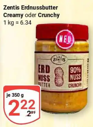 Globus ZENTIS Erdnussbutter Creamy oder Crunchy Angebot