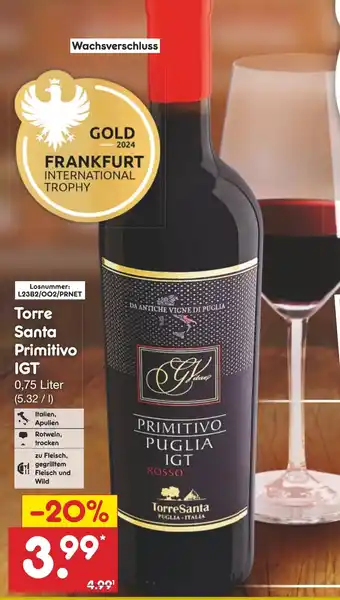 Netto Marken-Discount Torre Santa Primitivo IGT Angebot