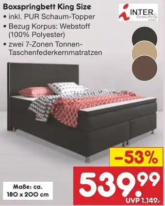 Netto Marken-Discount INTER handels Boxspringbett King Size Angebot