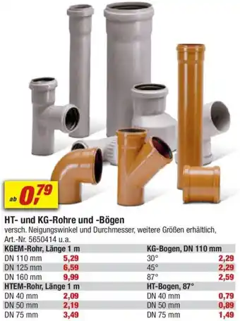 toom Baumarkt HT und KG-Rohre und Bögen Angebot