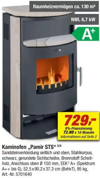 toom Baumarkt Kaminofen ,,Pamir STS" Angebot