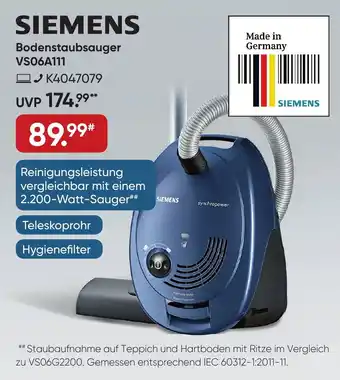 Galeria SIEMENS Bodenstaubsauger VS06A111 Angebot
