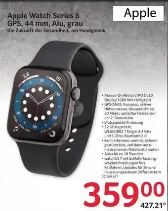 Selgros Apple Watch Series 6 GOS,44mm, Alu, grau Angebot