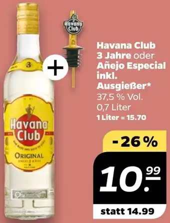 NETTO Havana Club 3 Jahre oder Añejo Especial inkl. Ausgießer 0,7 Liter Angebot