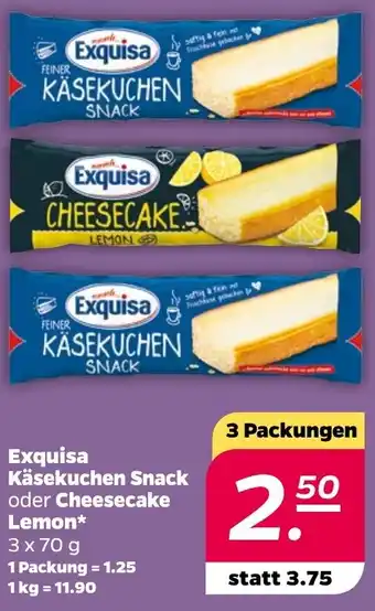 NETTO Exquisa Käsekuchen Snack oder Cheesecake Lemon 3x70 g Angebot