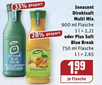 REWE Innocent Direksaft Multi Mix 900ml oder Plus Saft Blue Break 750ml Angebot