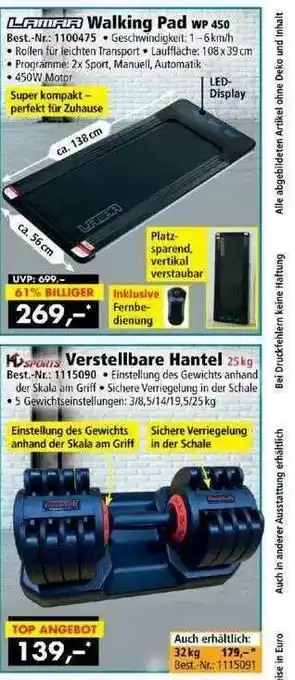 Norma24 Lamar Walking Pad Oder Kcsports Verstellbare Hantel Angebot