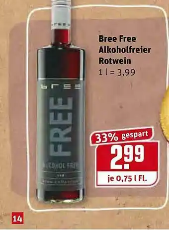 REWE Bree Free Alkoholfreier Rotwein Angebot