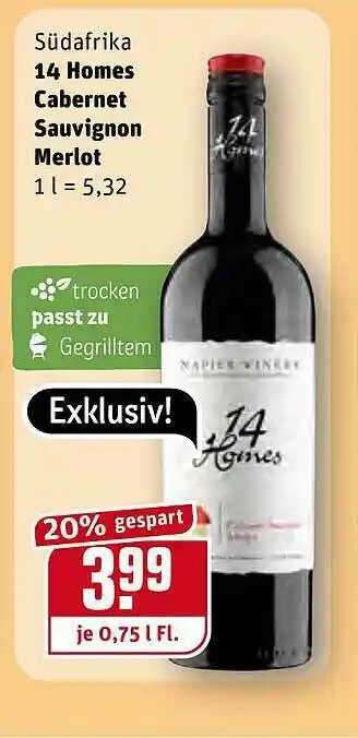 REWE Südafrika 14 Homes Cabernet Sauvignon Merlot Angebot