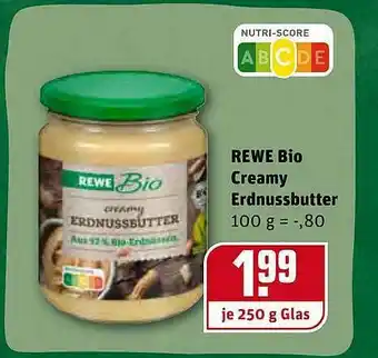 REWE Rewe Bio Creamy Erdnussbutter Angebot