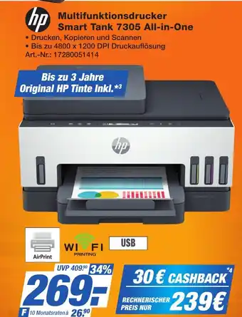 Expert Technomarkt hp Multifunktionsdrucker Smart Tank 7305 All-in-One Angebot