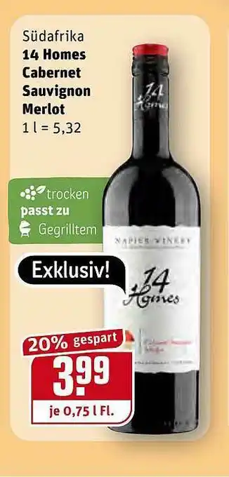 REWE Kaufpark Südafrika 14 Homes Cabernet Sauvignon Merlot Angebot