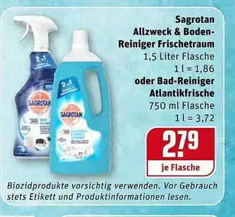 REWE Kaufpark Sagrotan Allzweck & Boden Reiniger Frischetraum Oder Bad Reiniger Atlantikfrische Angebot