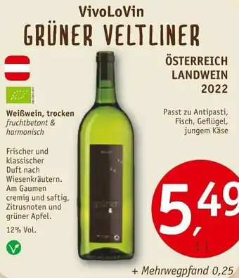 Erdkorn Biomarkt Vivolovin grüner veltliner 1 l Angebot