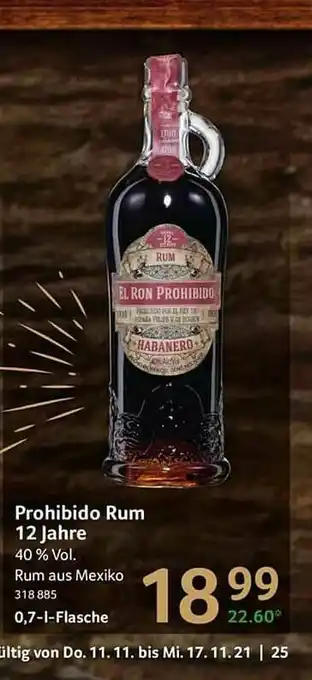 Selgros Prohibido Rum 12 Jahre Angebot