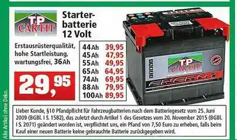 Thomas Philipps Tp Carfit Starterbatterie 12 Volt Angebot